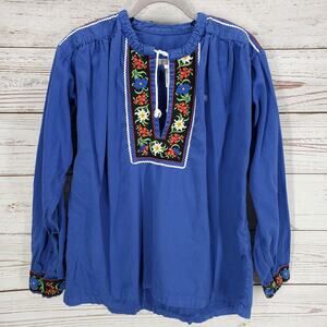 Marke Wenet Sanfor Women's Blue Embroidered Cotton Top Size 52